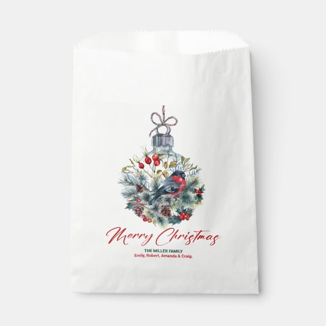 Sachets En Papier Berries de Noël et ornement Bullfinch (Devant)