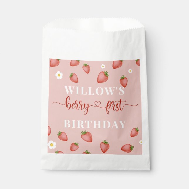 Sachets En Papier Berry 1er Anniversaire Fête Faveurs - Sweet Keepsa (Devant)