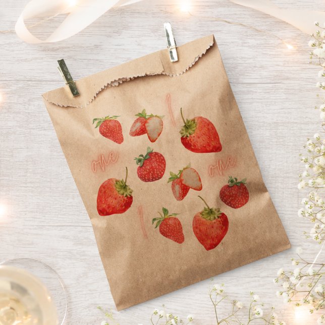 Sachets En Papier Berry First | 1er anniversaire | fraise | MOTIF (Coupé)
