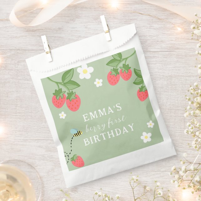 Sachets En Papier Berry First Strawberry Birthday Party (Coupé)