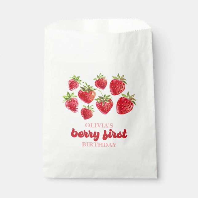 Sachets En Papier Berry fraise Premier anniversaire (Devant)