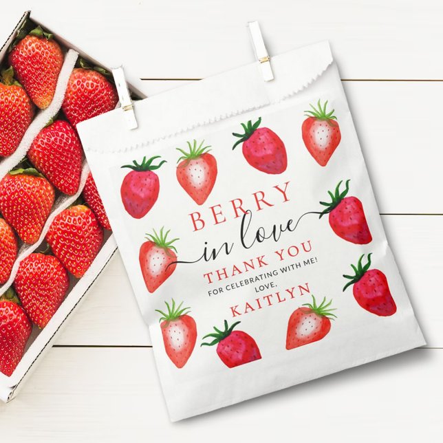 Sachets En Papier Berry In Love Fête des mariées fraise (Créateur téléchargé)