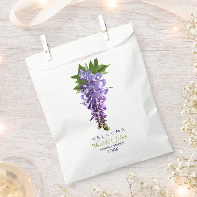 Sachets En Papier Bienvenue Belles Fleurs de Wisteria Nom personnali (Coupé)