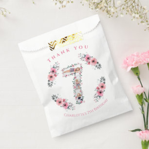 Sachets En Papier Big 7th Birthday Girl Photo Collage Fleur rose