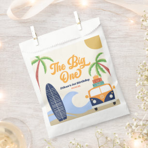 Sachets En Papier Big One Beach Surf Blue 1er Birthday Party