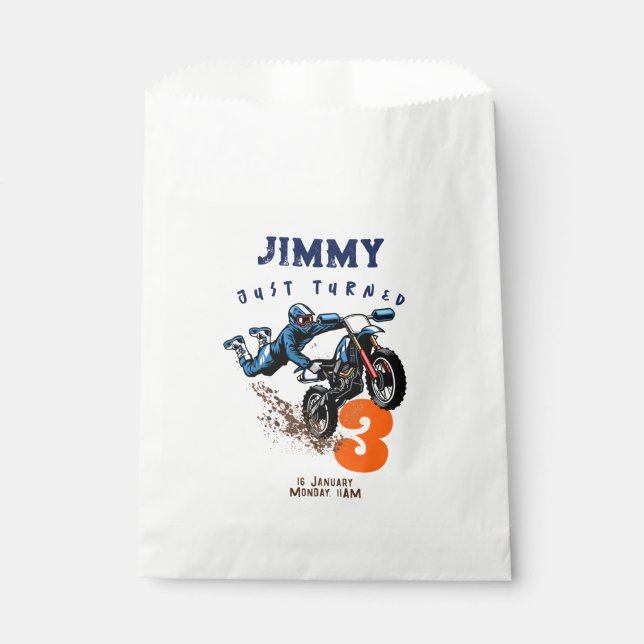 Sachets En Papier Biker Kid Dirt Stunt Vélo Anniversaire (Devant)