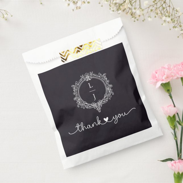 Sachets En Papier black and white foliage Crest wedding invitation (Scellé)