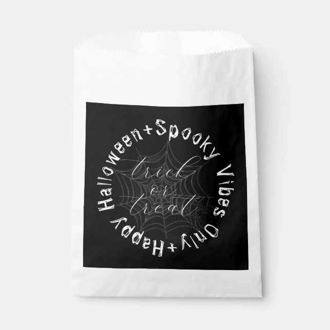 Sachets En Papier Black and White Spider Web Modern Happy Halloween (Devant)