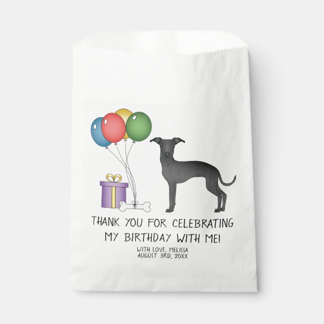 Sachets En Papier Black Italian Greyhound Cartographie Chien Anniver (Devant)