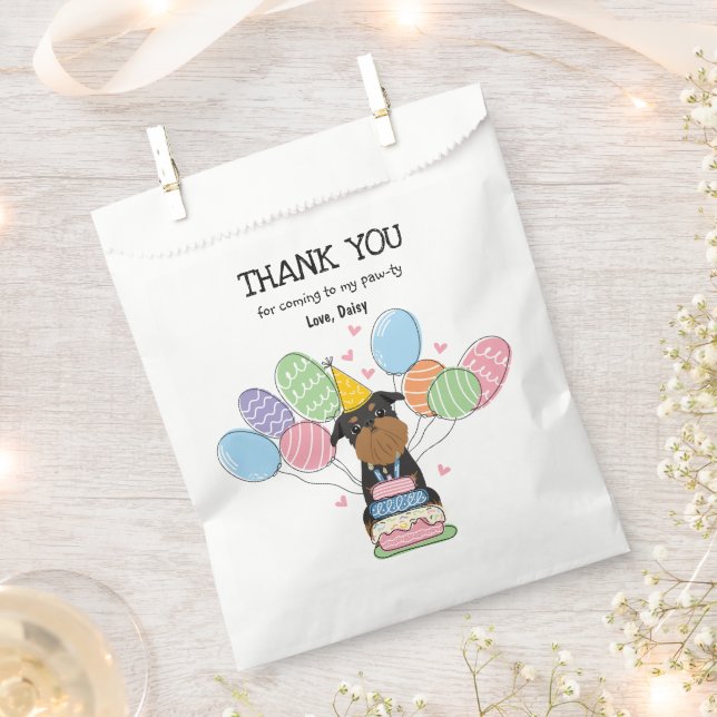 Sachets En Papier Black Tan Brussels Griffon fête d'anniversaire (Coupé)