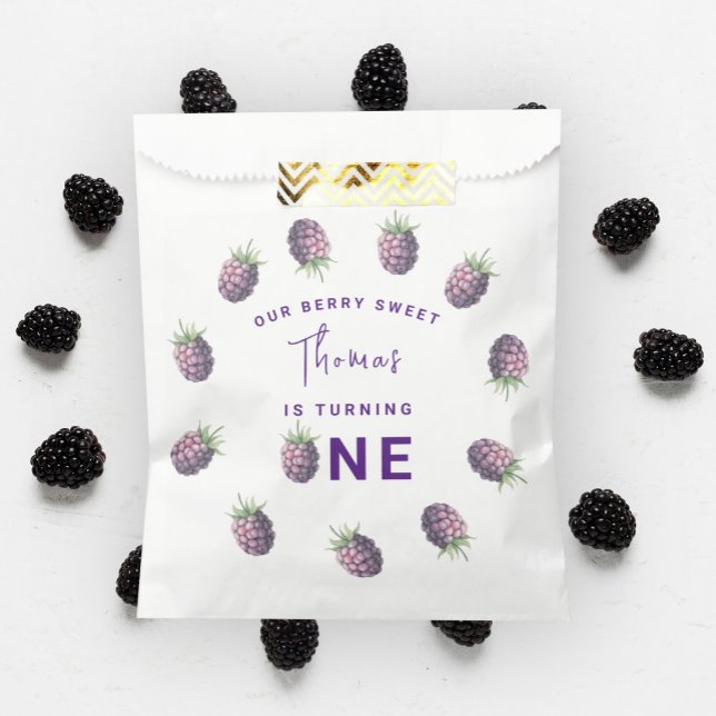 Sachets En Papier Blackberry d'aquarelle 1er anniversaire (Créateur téléchargé)