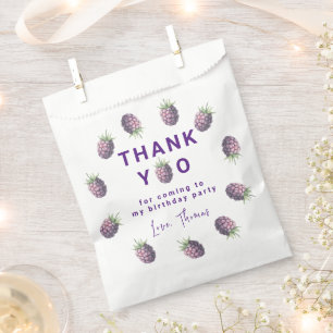 Sachets En Papier Blackberry d'aquarelle 1er anniversaire Merci