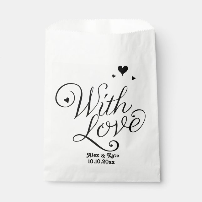 Sachets En Papier Blanc avec amour mignon Mariage de calligraphie mo (Devant)