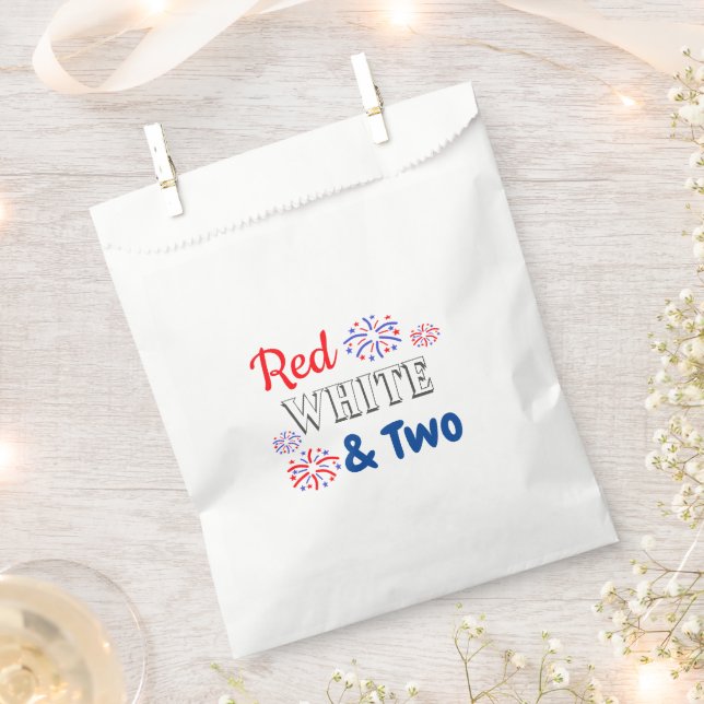 Sachets En Papier Blanc rouge et deux 2e anniversaire (Coupé)