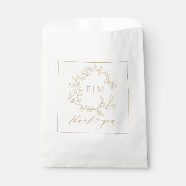 Sachets En Papier Blason Moderne en Feuille d'Or Monogramme de Maria (Devant)