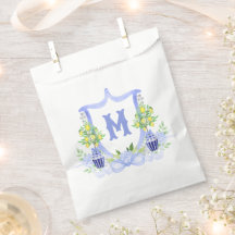 Blason Monogramme d'Arbre de Citron à l'Aquarelle