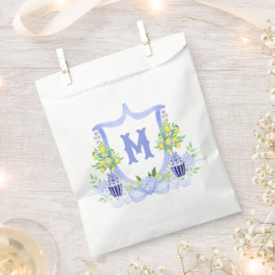 Sachets En Papier Blason Monogramme d'Arbre de Citron à l'Aquarelle