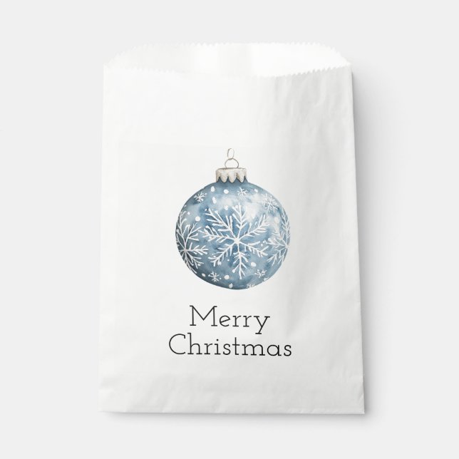 Sachets En Papier Bleu Blanc Noël Snowflakes Ornements (Devant)