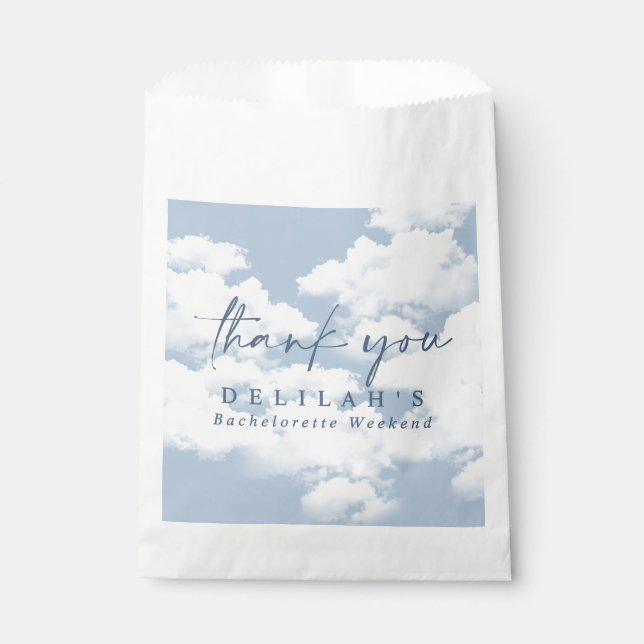 Sachets En Papier Bleu clair "Sur un nuage" Week-end de Bachelorette (Devant)