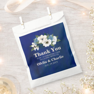 Sachets En Papier Bleu de Cobalt Bleu Dusty Aquarelle Mariage Floral