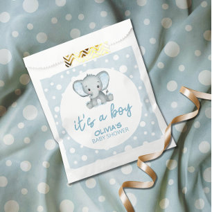 Sachets En Papier Bleu Eléphant mignon C'est un Baby shower garçon