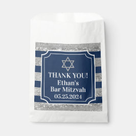 Sachets En Papier Bleu, Gris Barre Barre Mitzvah Merci
