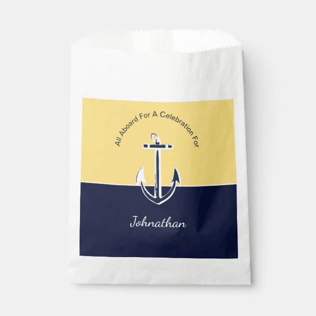 Sachets En Papier Bleu marine et Mustard Jaune Ancre (Devant)