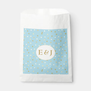 Sachets En Papier Bleu pastel tendance or confettis personnalisés