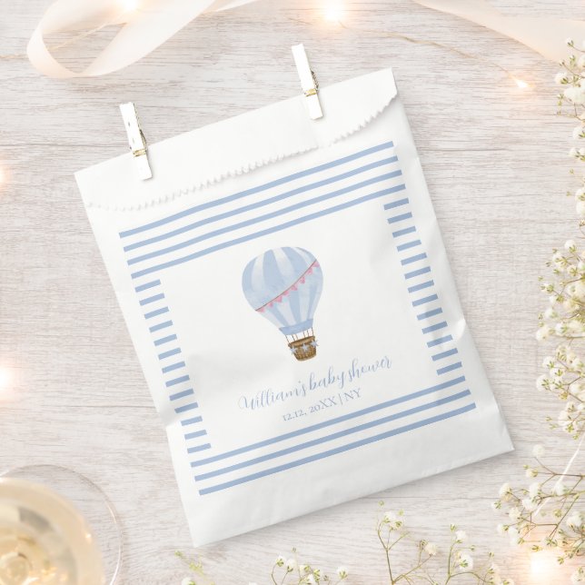 Sachets En Papier Bleu simple bande chaude Balloon Baby shower garço (Coupé)