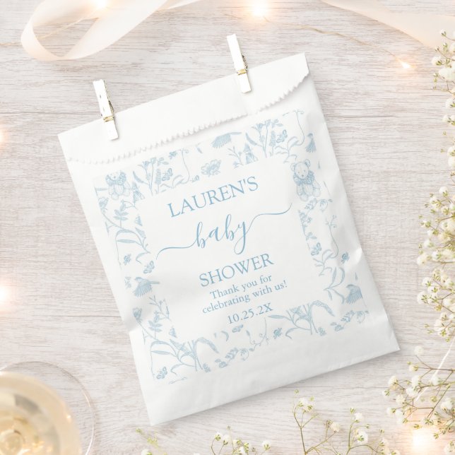 Sachets En Papier Bleu Toile Ours Baby shower Garçon (Coupé)