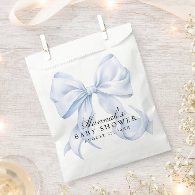 Sachets En Papier Blue Bow Baby Shower Coquette Bow Theme (Coupé)