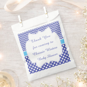 Sachets En Papier Blue Chevron & Polka Dot Baby shower Party
