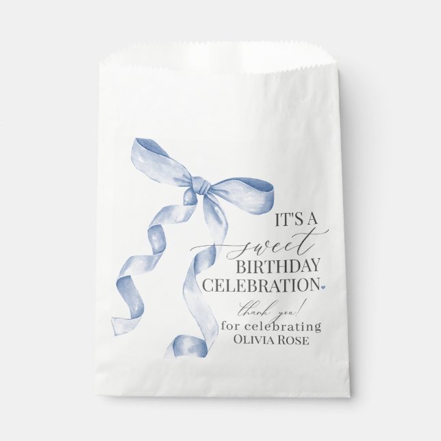 Sachets En Papier Blue Coquette Bow Girl Anniversaire de fête Desser (Devant)