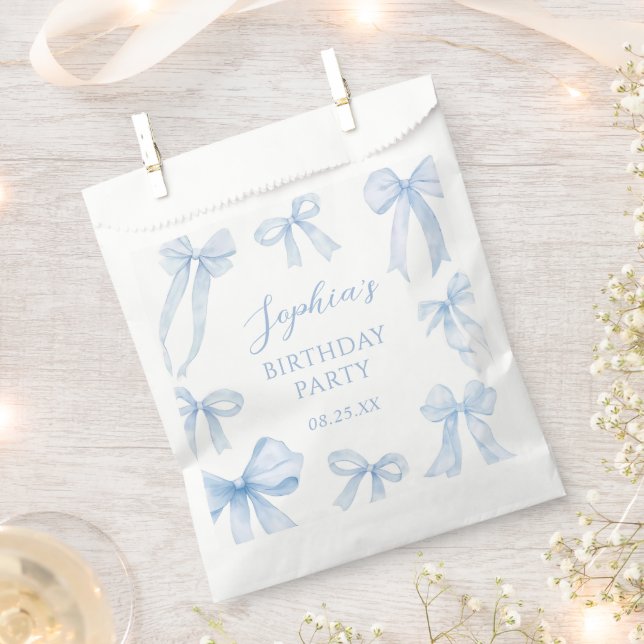 Sachets En Papier Blue Coquette Bow Girl Birthday Party (Coupé)