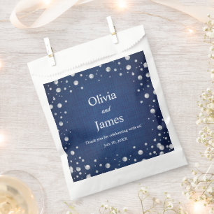 Sachets En Papier Blue Denim Diamonds Pearls Mariage Douche Couple
