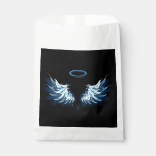 Sachets En Papier Blue Glowing Angel Wings on black background