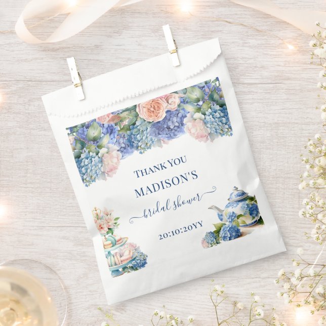 Sachets En Papier Blue Hydrangea Fête des mariées Tea Party (Coupé)