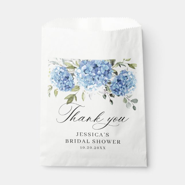 Sachets En Papier Blue Hydrangea Floral Eucalyptus Fête des mariées (Devant)