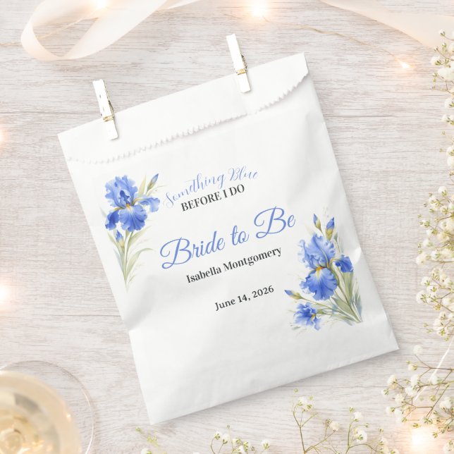 Sachets En Papier Blue Iris Bride to Be Something Blue Bridal Shower (Coupé)