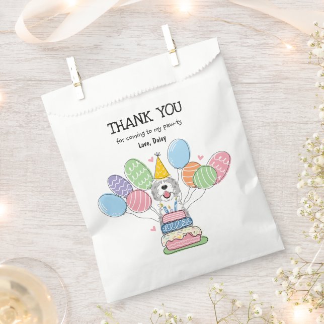 Sachets En Papier Blue Merle Sheepadoodle fête d'anniversaire (Coupé)