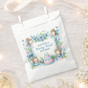 Sachets En Papier Blue Pastel Floral Fairy First Birday -