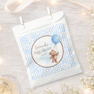 Sachets En Papier Blue Polka Dot Teddy Bear Baby shower
