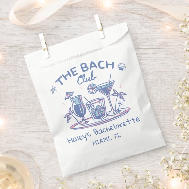 Sachets En Papier Blue Whimsical Beach Cocktail Bachelorette Party (Coupé)