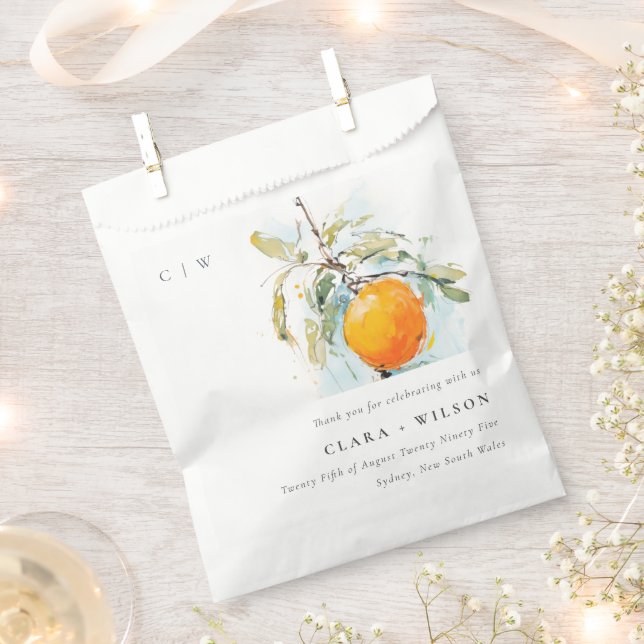 Sachets En Papier Boho Abstrait Sketchy Orange Garden Mariage (Coupé)