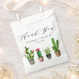 Sachets En Papier Boho Aquarelle Poted Cactus Merci Mariage