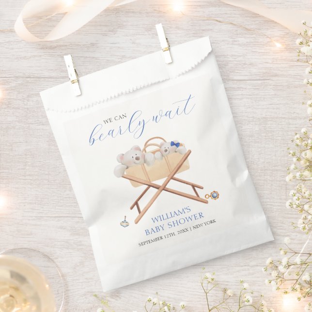Sachets En Papier Boho Bear Bassinet Toy Baby shower (Coupé)