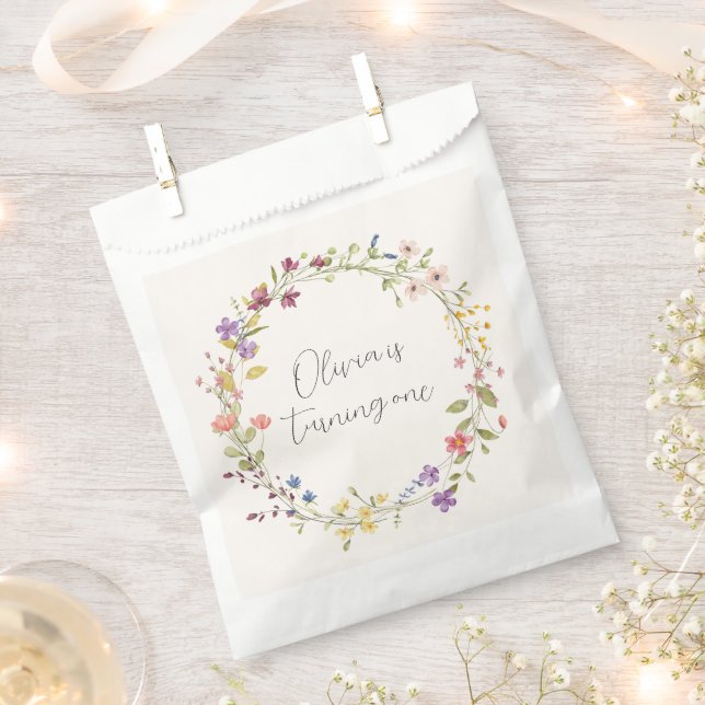 Sachets En Papier Boho Botanique Fleur sauvage 1er anniversaire fête (Coupé)