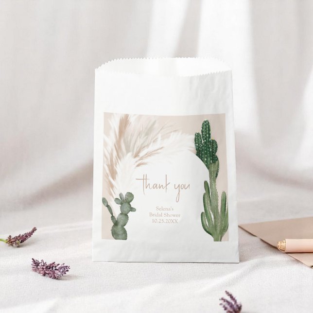 Sachets En Papier Boho cactus pampas arche de désert enterrement de  (Boho cactus pampas arch desert bridal shower favor bag)