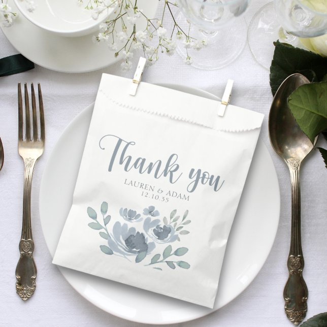 Sachets En Papier Boho Dusty Blue Floral Mariage Merci (Créateur téléchargé)