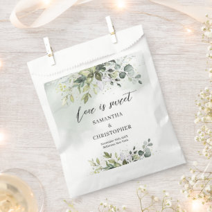 Sachets En Papier Boho Eucalyptus verdure branches or étincelles